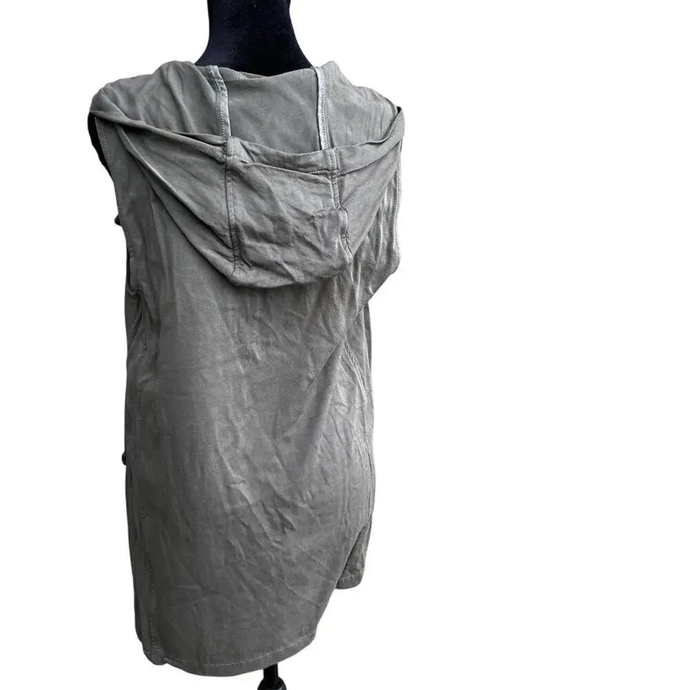 BKE olive green, full zip front with a hood, vest, Women's size S